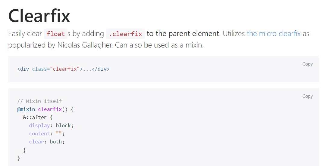 Bootstrap clearfix official documentation