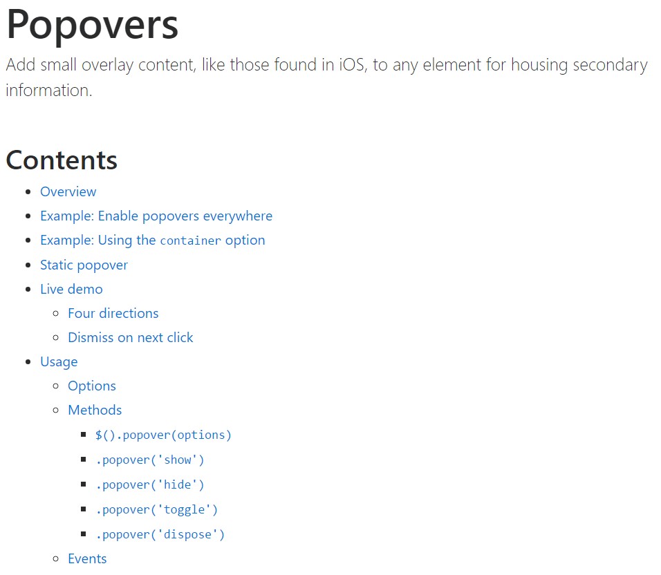 Bootstrap popovers  formal  information